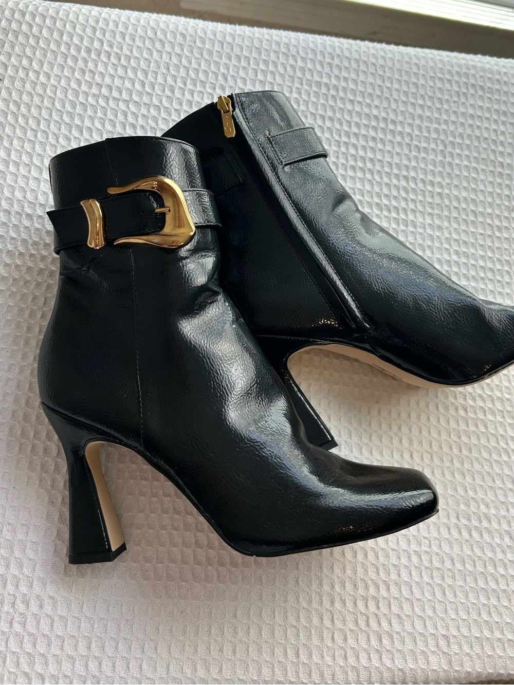 Circus by Sam Edelman Evie Black Patent Buckle Ankle Boots Size 10M